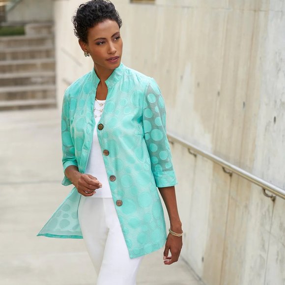 Ming Wang $340 52609 Mint Bubble Jacket Sz 0X NWT! - Picture 1 of 7